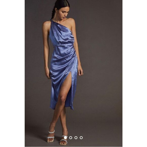 Anthropologie - One-Shoulder Silk Midi Dress - Picture 3 of 8